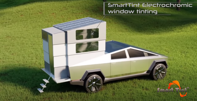 Pop-up camper revealed for Tesla Cybertruck using our proprietary Smart Tint® Technology!