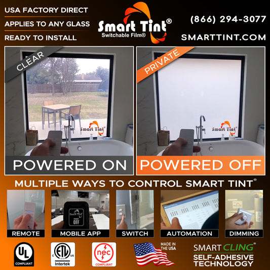 Smart Film® 24-in x 24-in Smart Film Switchable Privacy Electric Window Tint to Create Smart Glass