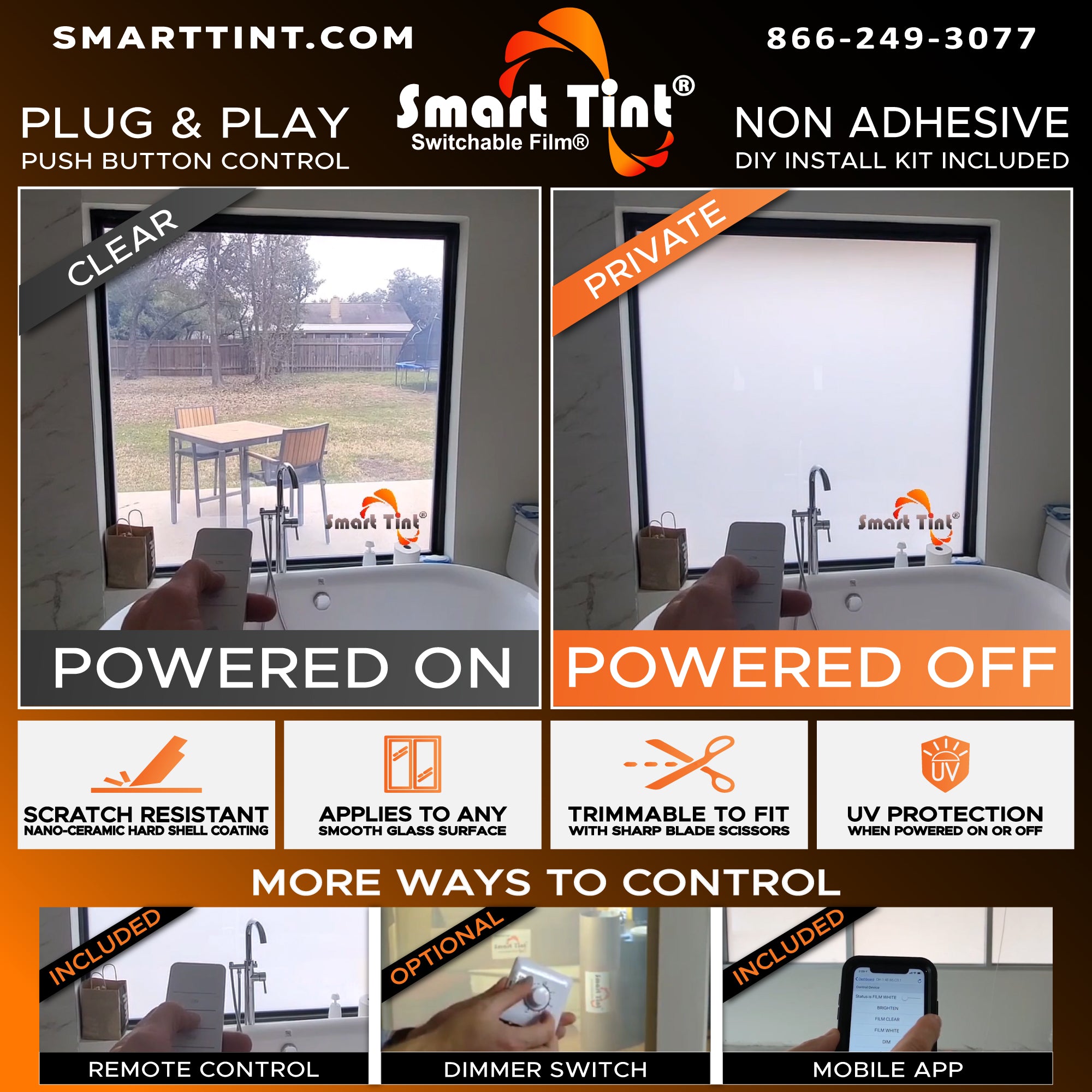 Smart Film® 24-in x 30-in Smart Film Switchable Privacy Electric Window Tint